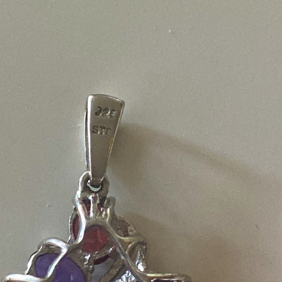 Genuine semi-precious gem pendant in sterling - Picture 4 of 7